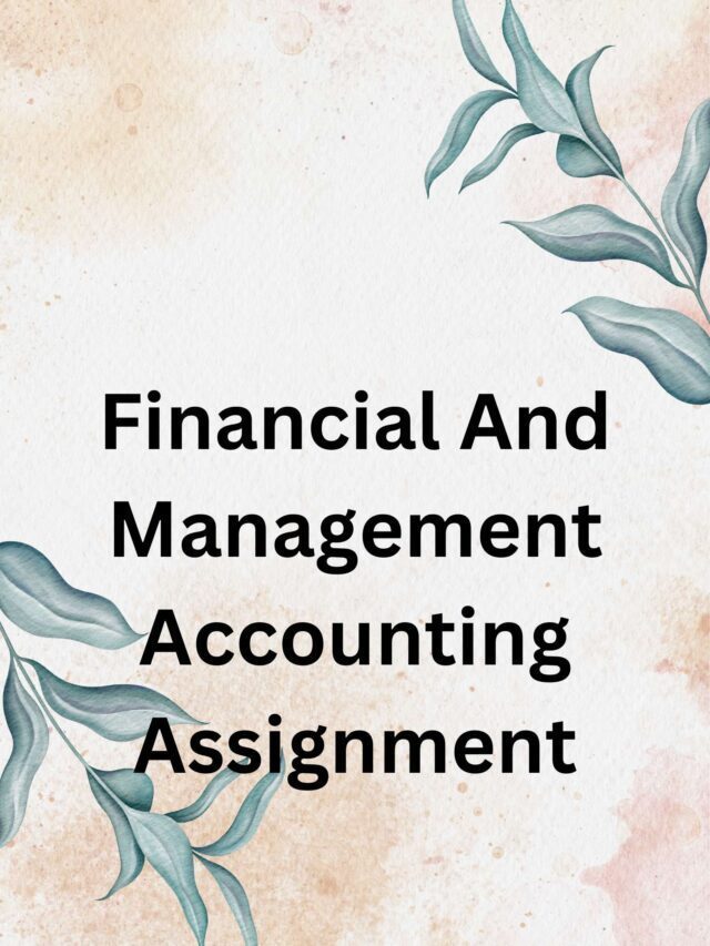 Financial And Management Accounting Assignment