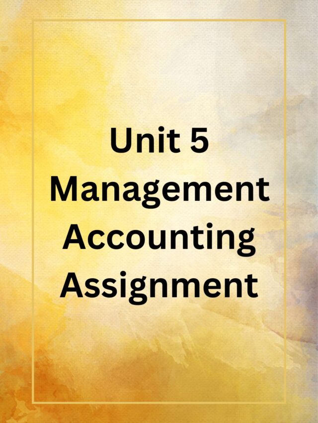 Unit 5 Management Accounting Assignment