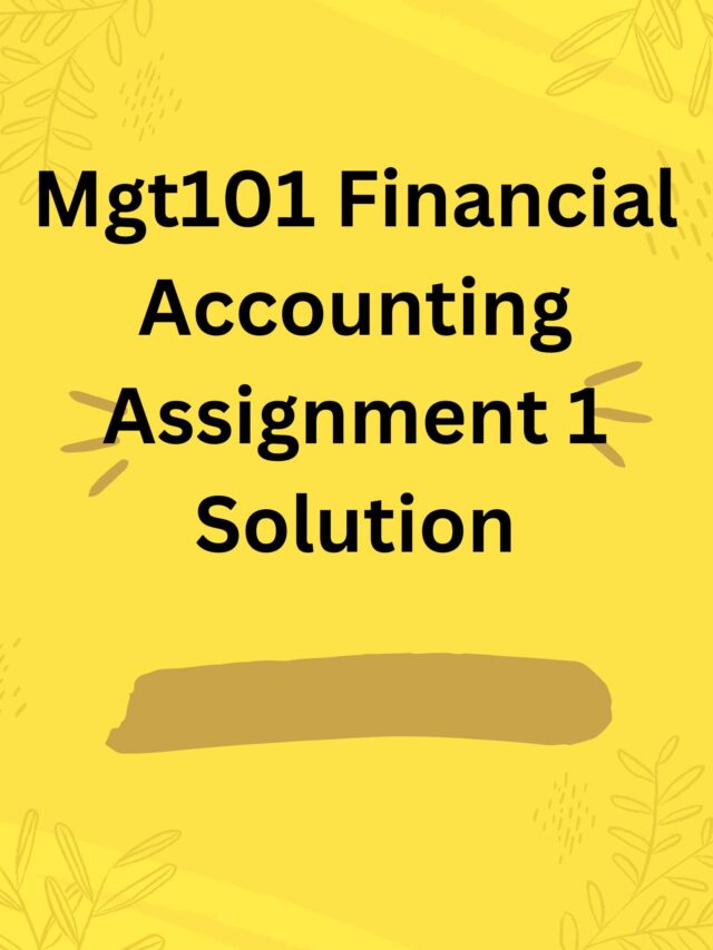 Mgt101 Financial Accounting Assignment 1 Solution