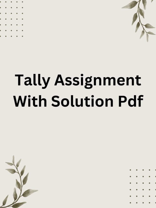 Tally Assignment With Solution Pdf
