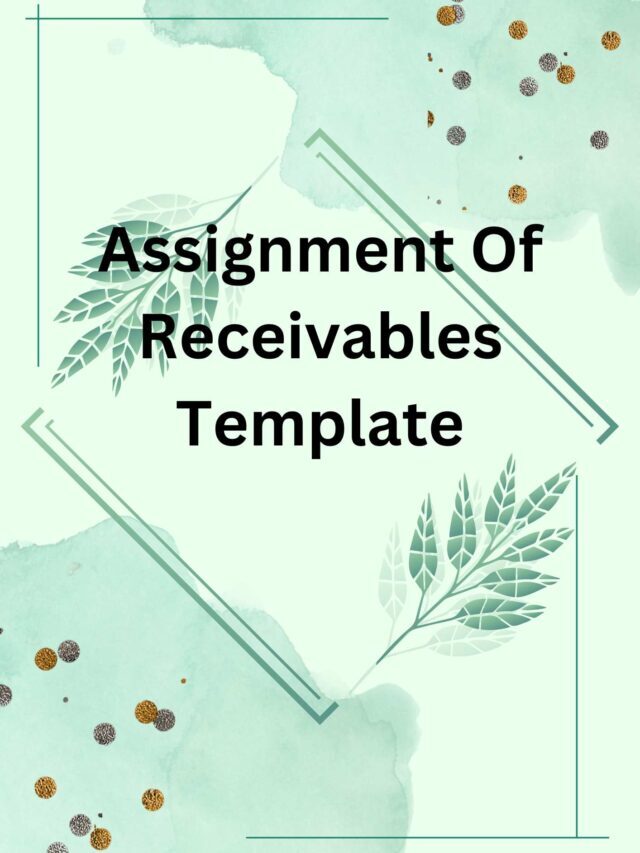 Assignment Of Receivables Template