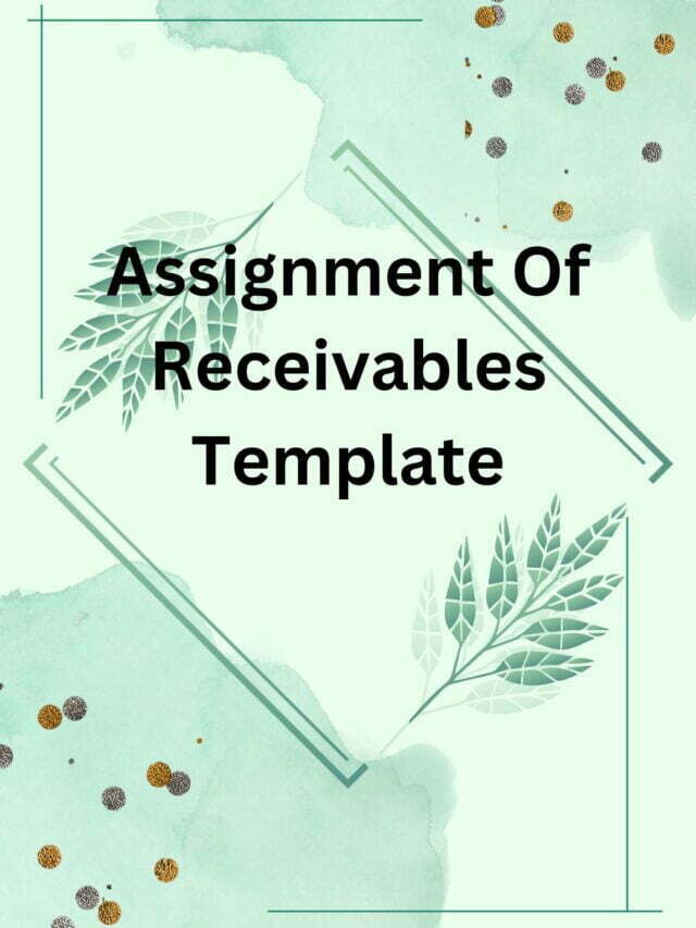 Assignment Of Receivables Template