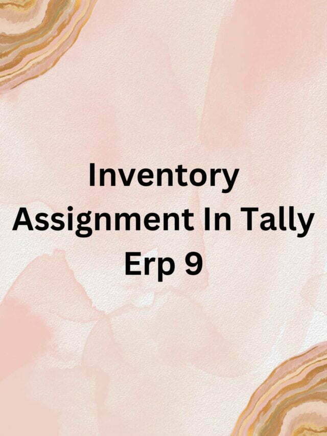 Inventory Assignment In Tally Erp 9