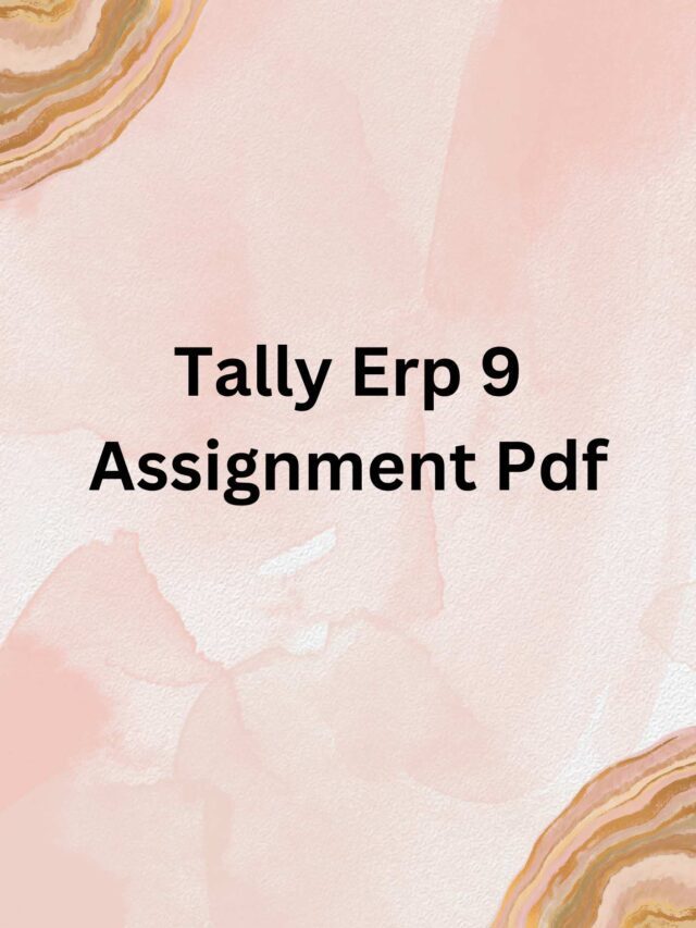 Tally Erp 9 Assignment Pdf