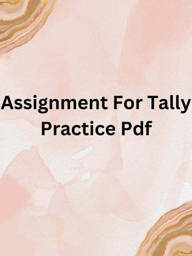 Assignment For Tally Practice Pdf