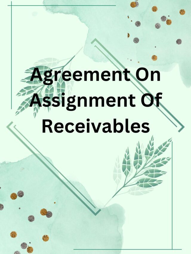 Agreement On Assignment Of Receivables